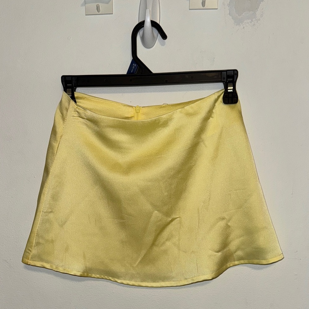 Yellow Silk Women's Mini Skirt